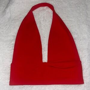 Backless red strap crop top